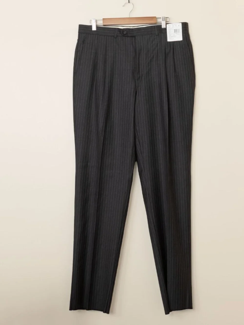 NWT Jack Victor Mens Suit 44R 38W Loro Piana Zelander Wool Charcoal Pinstripe